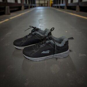 Avia Womens Memory Foam Athletic Shoes W/ Faux Fur Lining Black/Grey Size 8.5